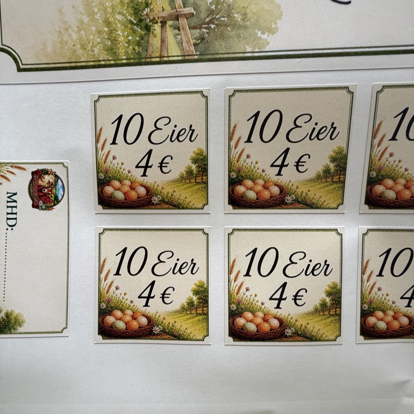 Preisschilder für Eier